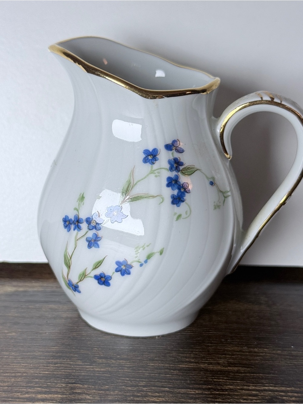 Bernardaud Limoges Myosotis Creamer Pitcher with gold trim